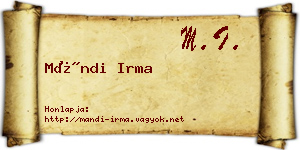 Mándi Irma névjegykártya